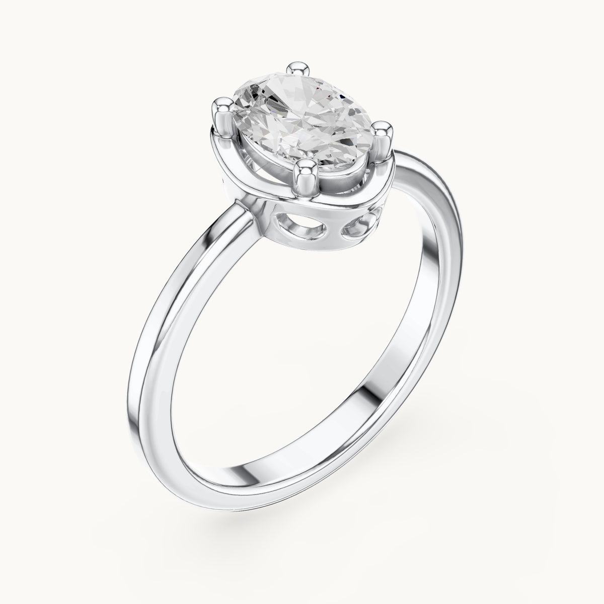 Oval lab-grown diamond open frame oval engagement ring in white gold, 1.02 CT TW, view 2