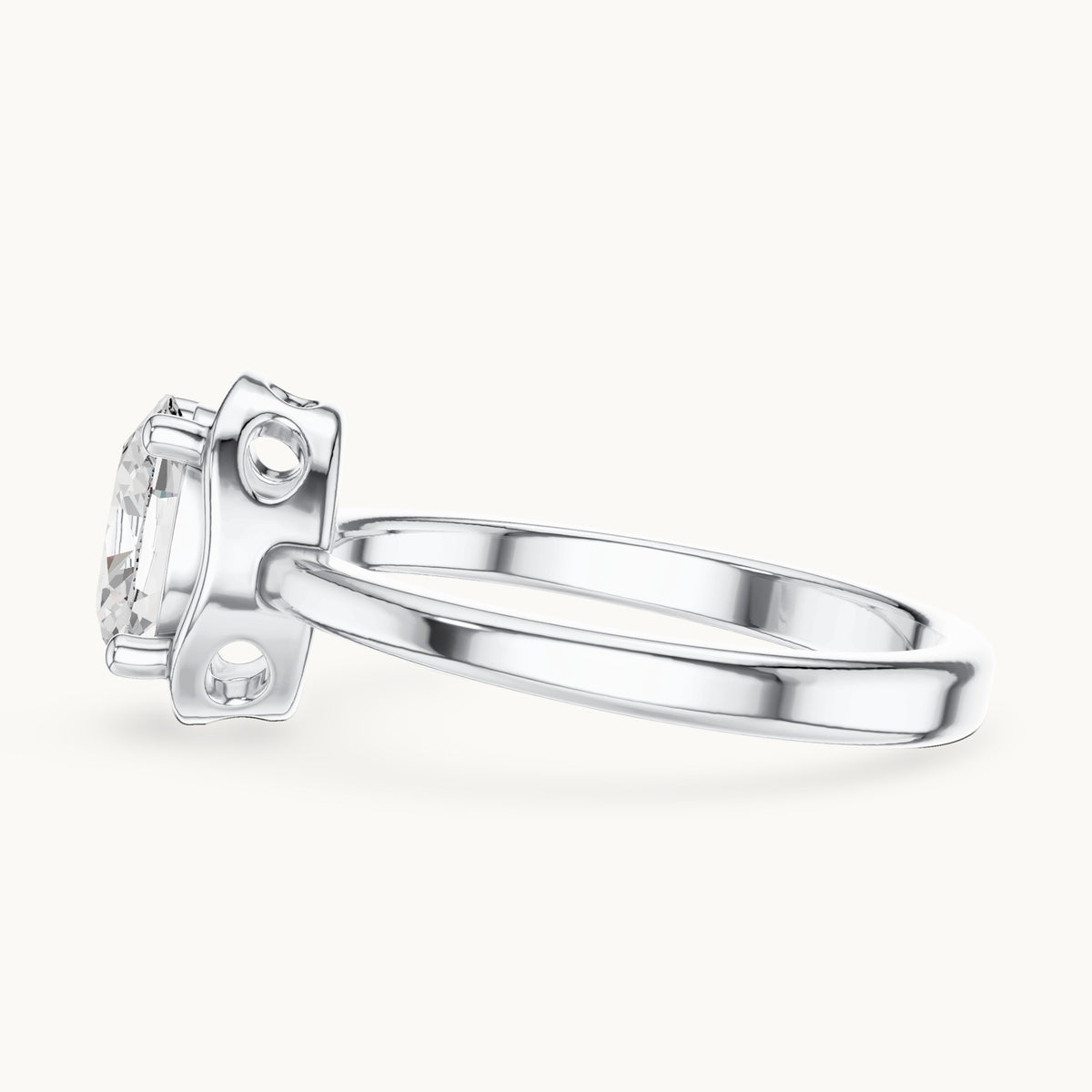 Oval lab-grown diamond open frame oval engagement ring in white gold, 1.02 CT TW, view 3
