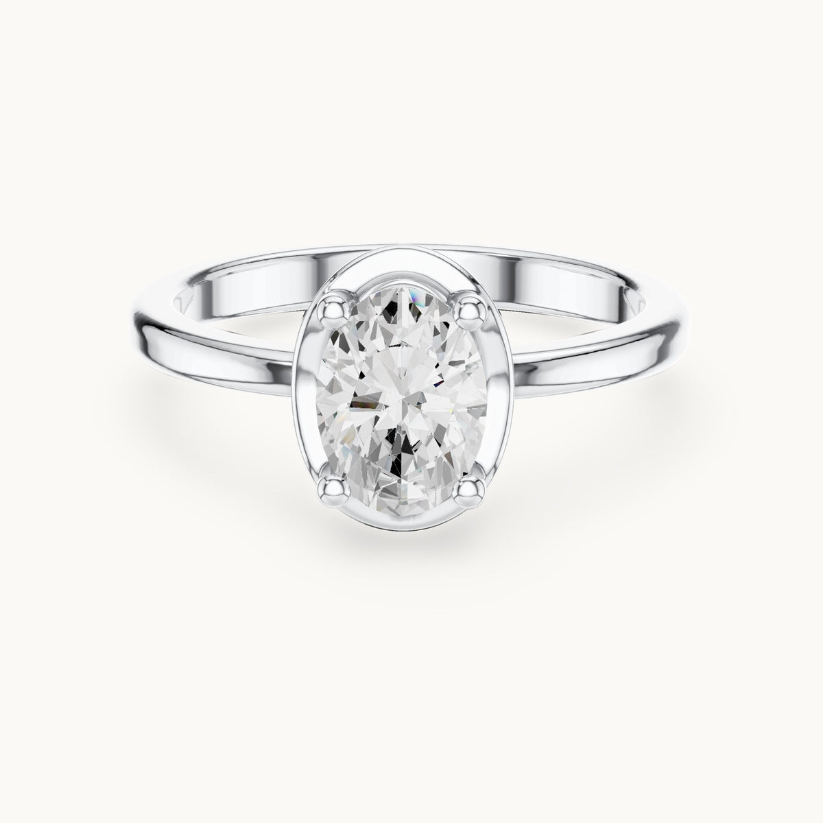 Oval lab-grown diamond open frame oval engagement ring in white gold, 1.02 CT TW, view 4