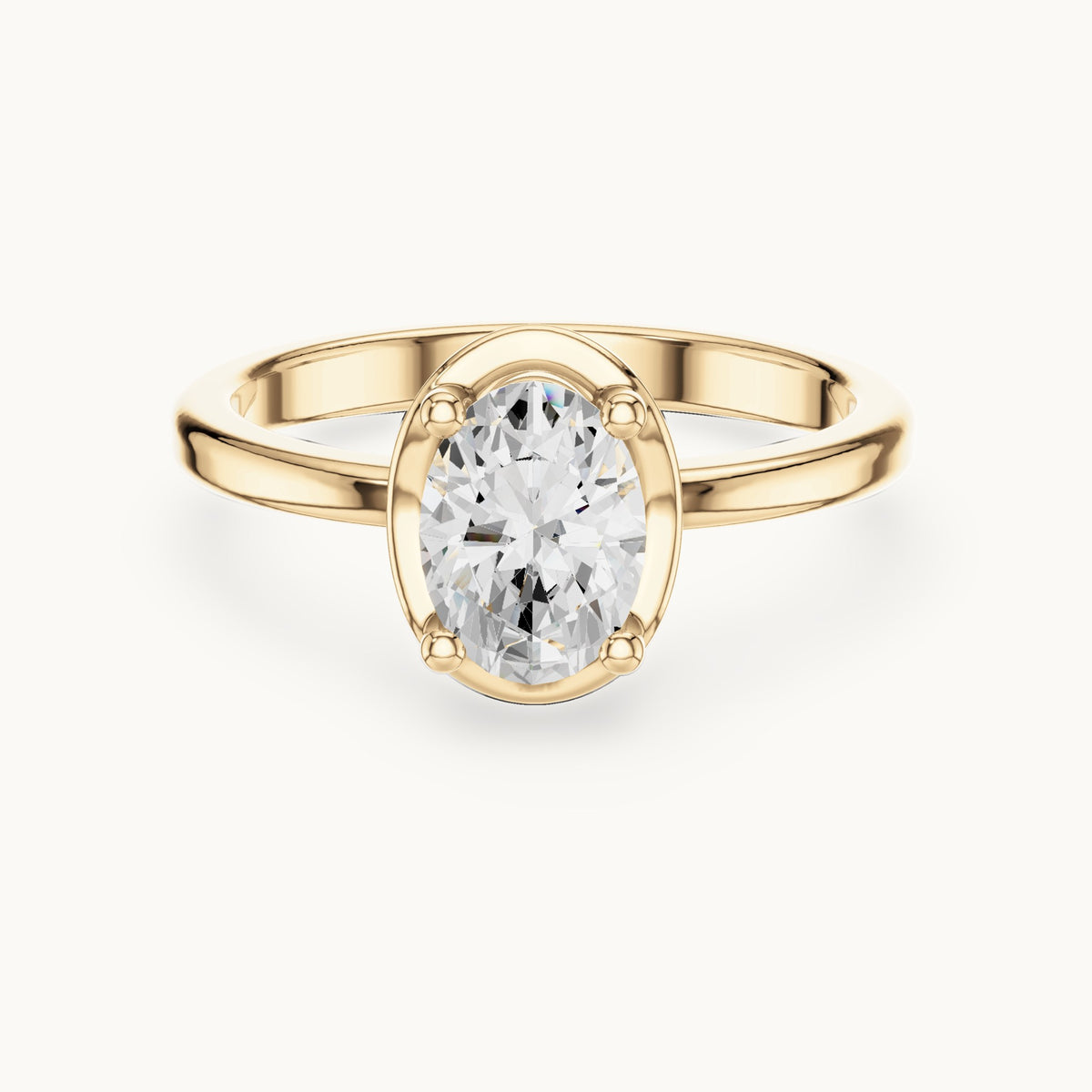 Oval lab-grown diamond open frame oval engagement ring in yellow gold, 1.02 CT TW, view 4