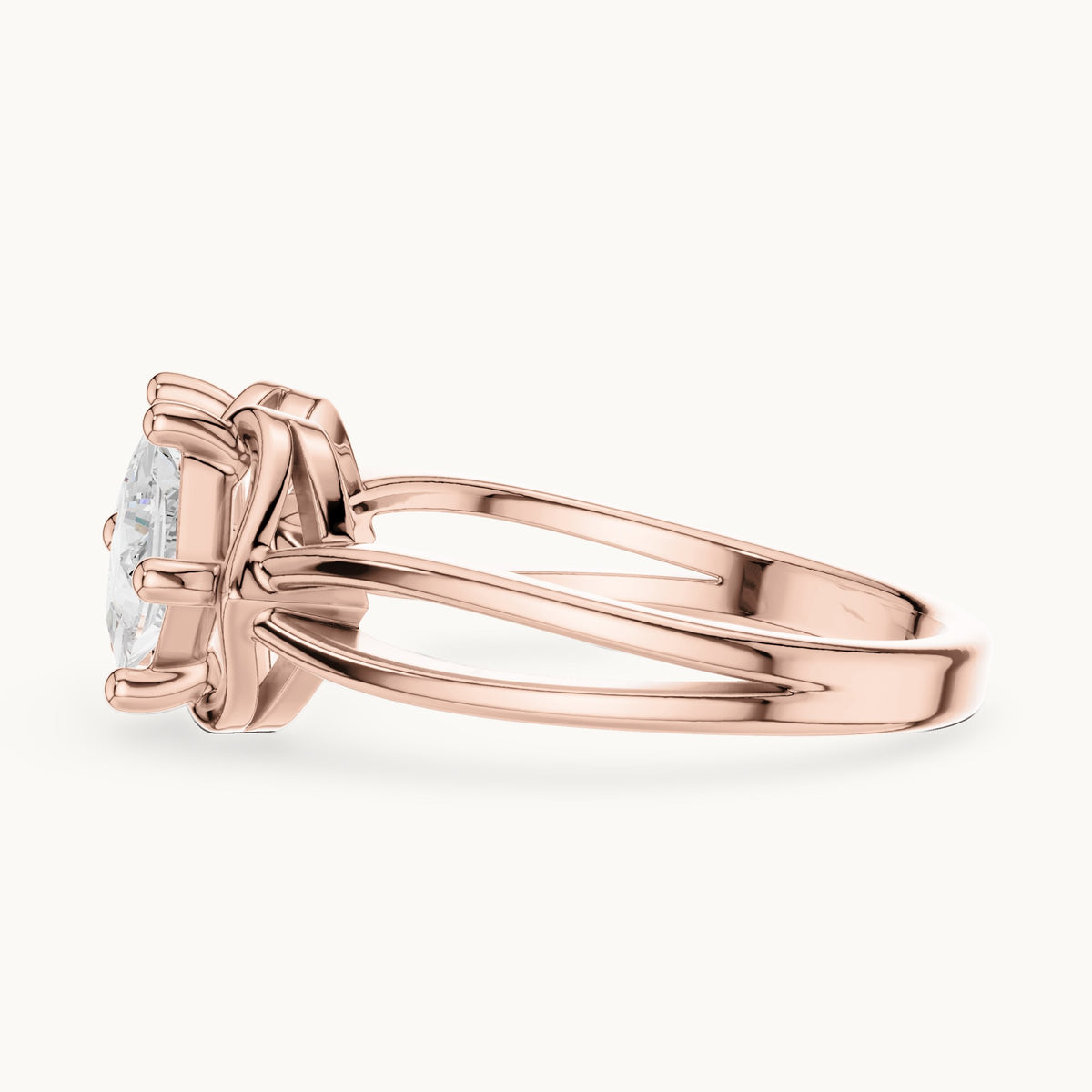 Princess-cut lab-grown diamond two-stone toi et moi ring in rose gold, 0.93 CT TW, view 3