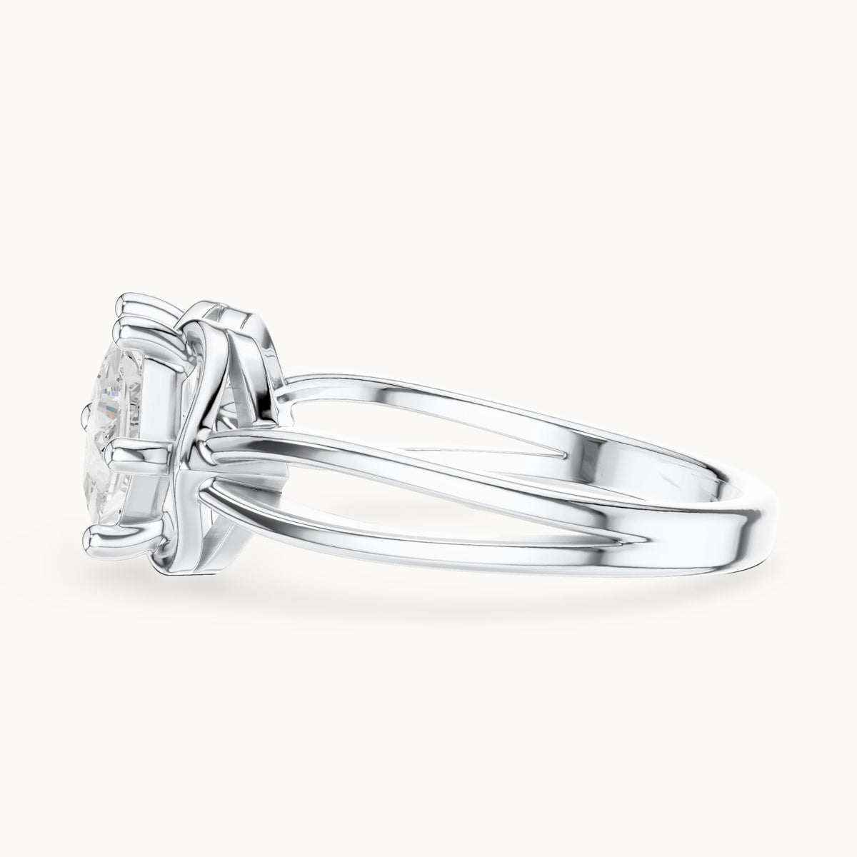 Princess-cut lab-grown diamond two-stone toi et moi ring in white gold, 0.93 CT TW, view 3