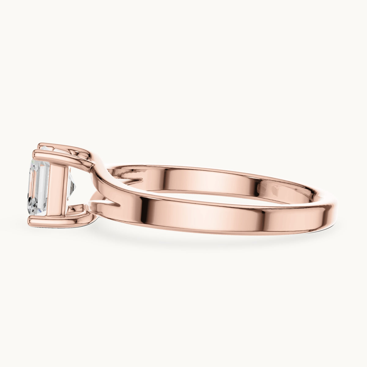 Square emerald-cut lab-grown diamond solitaire engagement ring in rose gold, 0.88 CT TW, view 3