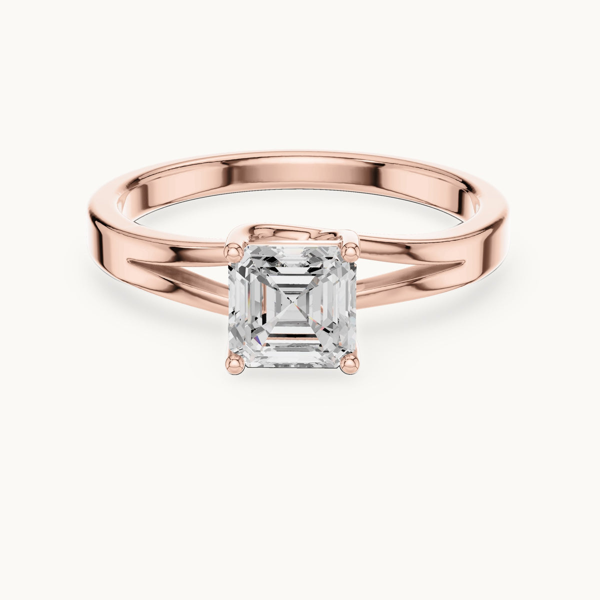 Square emerald-cut lab-grown diamond solitaire engagement ring in rose gold, 0.88 CT TW, view 4
