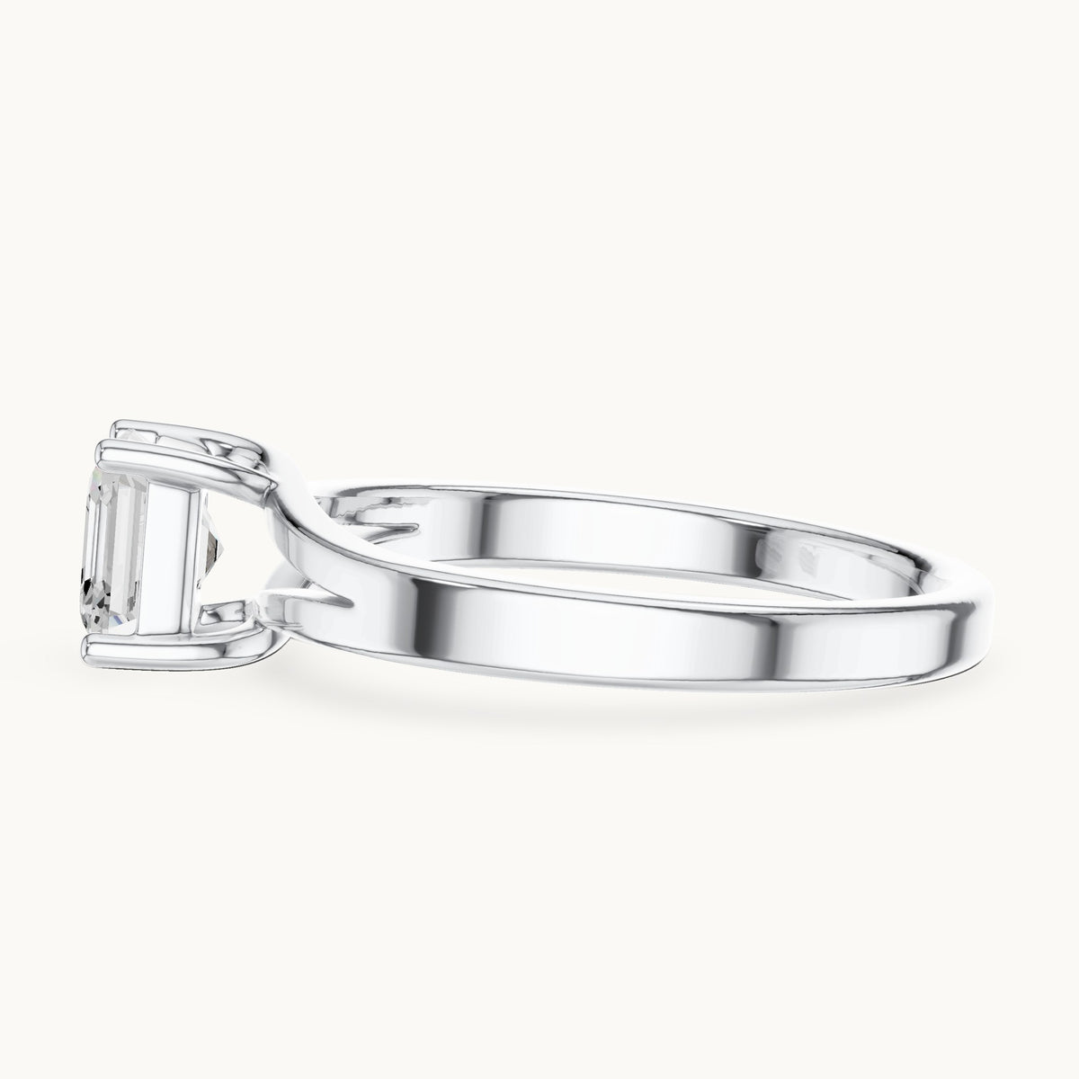 Square emerald-cut lab-grown diamond solitaire engagement ring in white gold, 0.88 CT TW, view 3