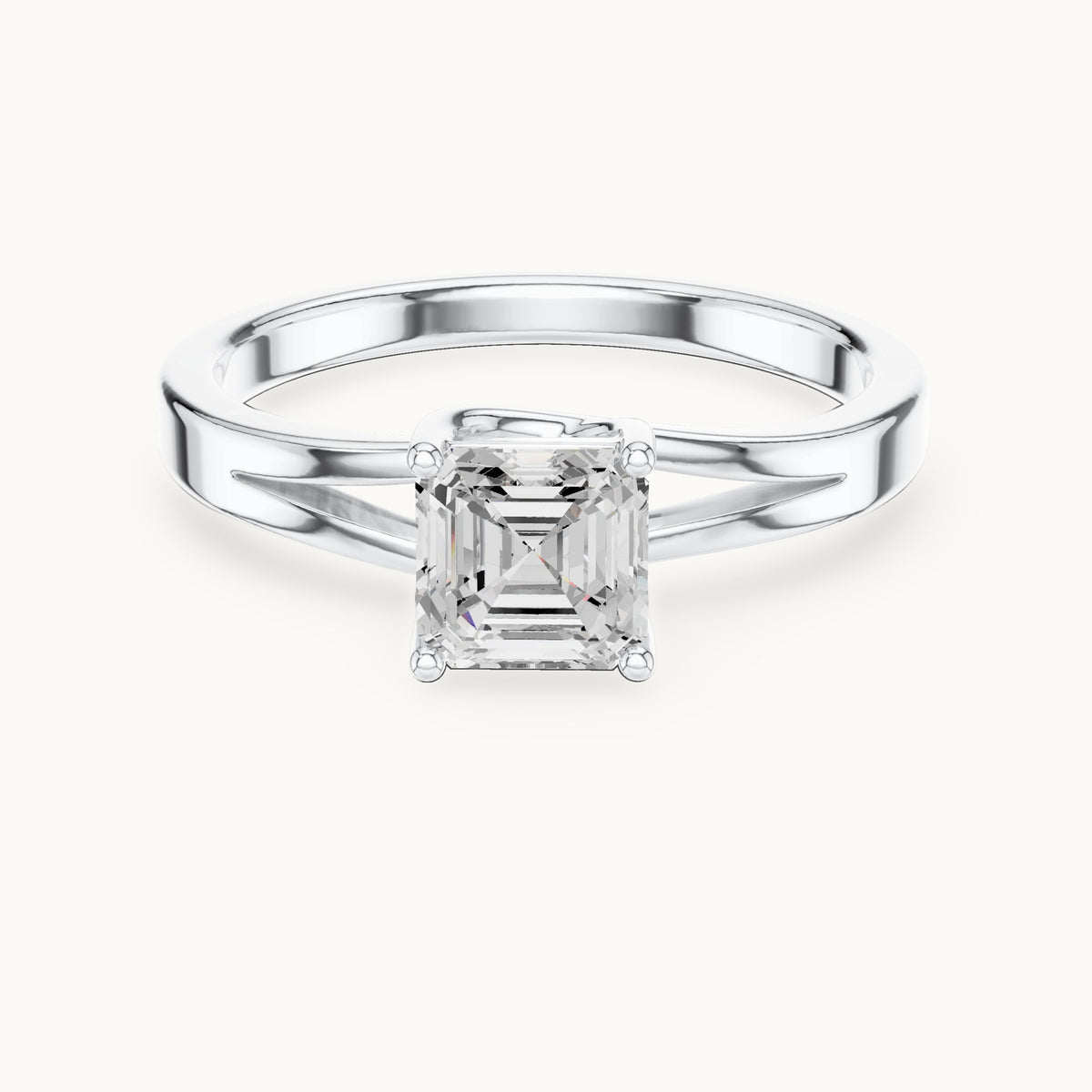 Square emerald-cut lab-grown diamond solitaire engagement ring in white gold, 0.88 CT TW, view 4