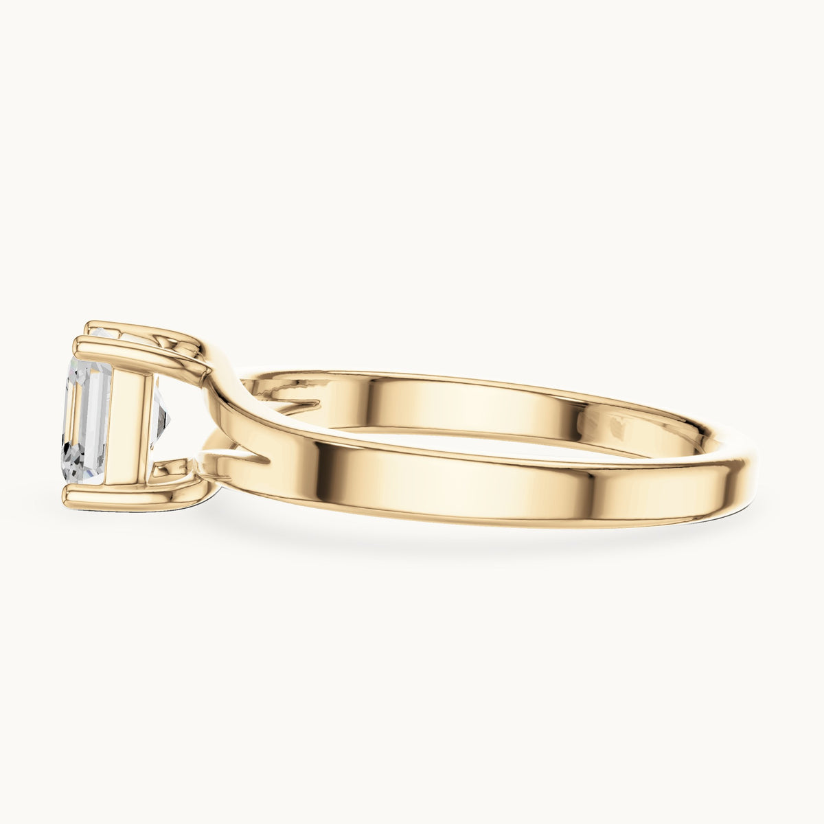 Square emerald-cut lab-grown diamond solitaire engagement ring in yellow gold, 0.88 CT TW, view 3