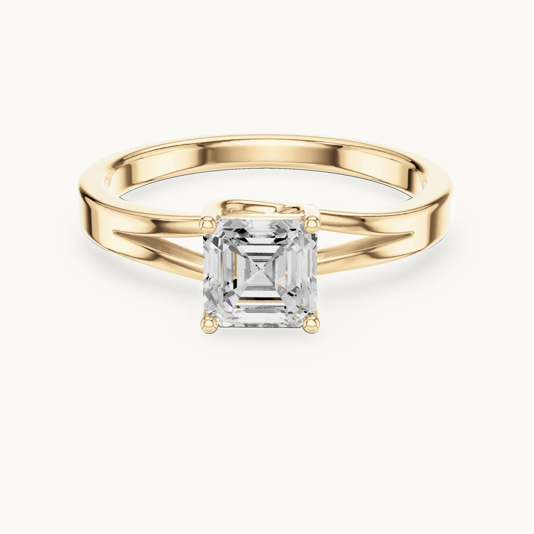 Square emerald-cut lab-grown diamond solitaire engagement ring in yellow gold, 0.88 CT TW, view 4
