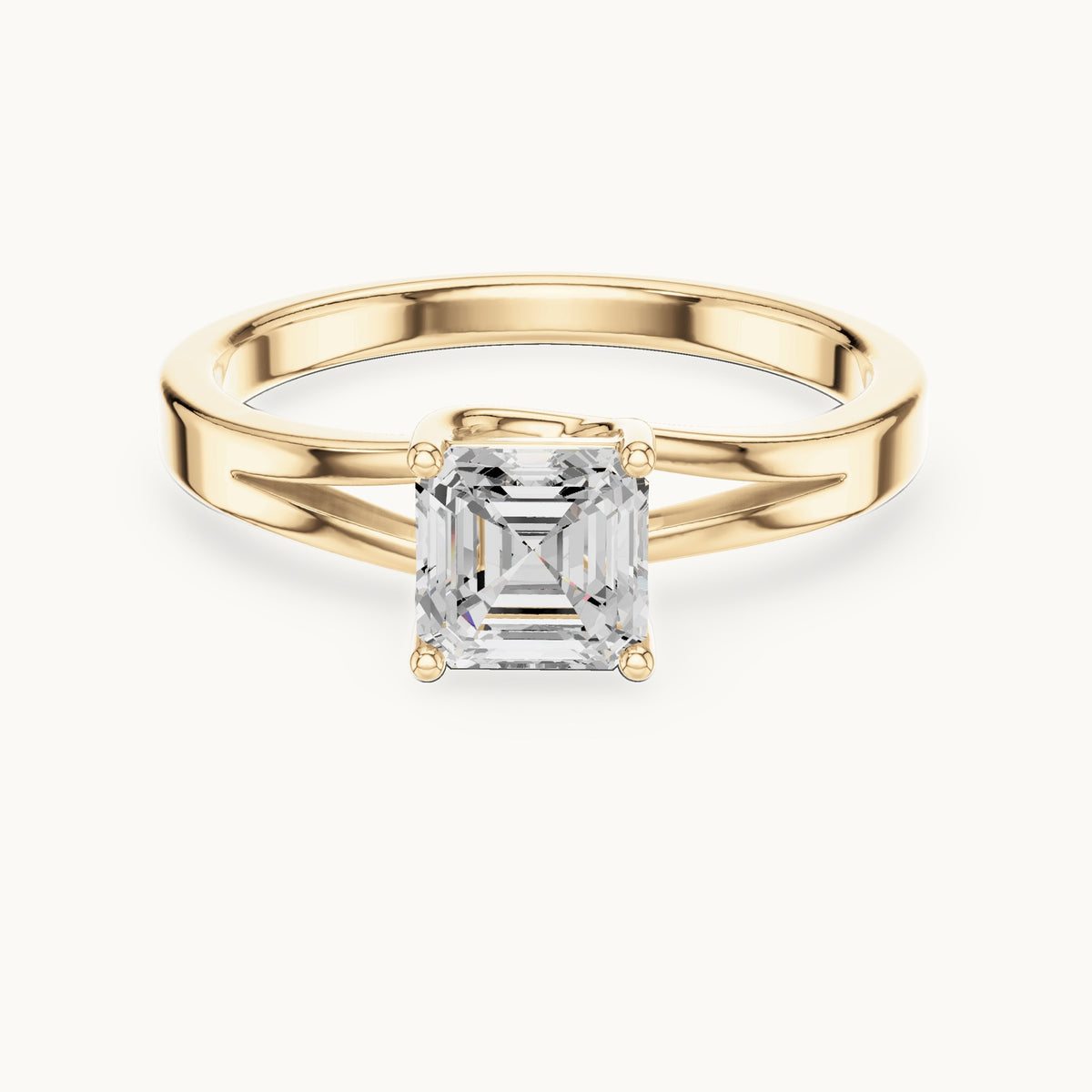 Square emerald-cut lab-grown diamond solitaire engagement ring in yellow gold, 0.88 CT TW, view 4
