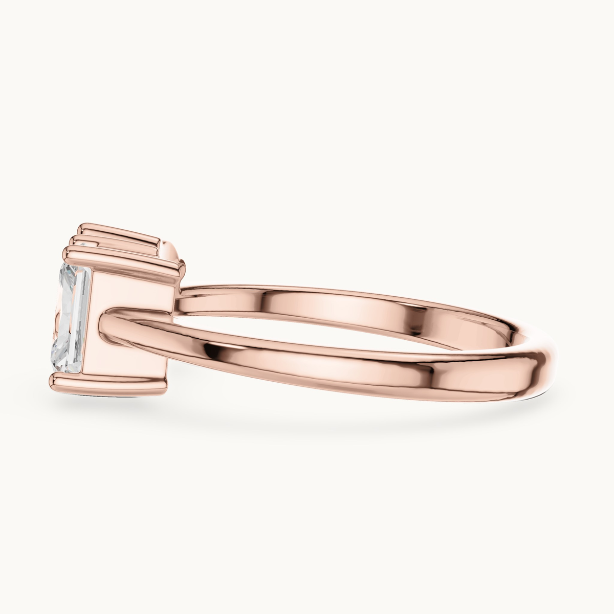 Radiant-cut and pear lab-grown diamond toi et moi ring in 14K rose gold, 1.14 CT TW, view 3
