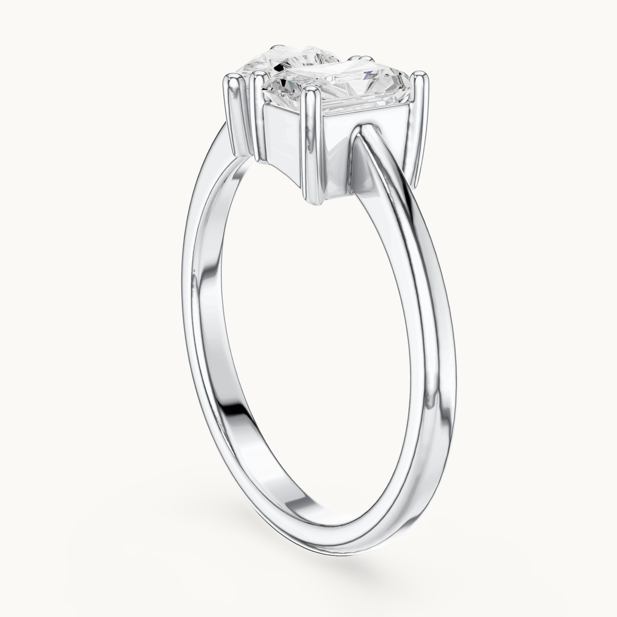 Radiant-cut and pear lab-grown diamond toi et moi ring in 14K white gold, 1.14 CT TW, view 1