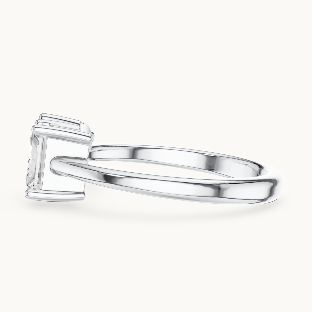 Radiant-cut and pear lab-grown diamond toi et moi ring in 14K white gold, 1.14 CT TW, view 3