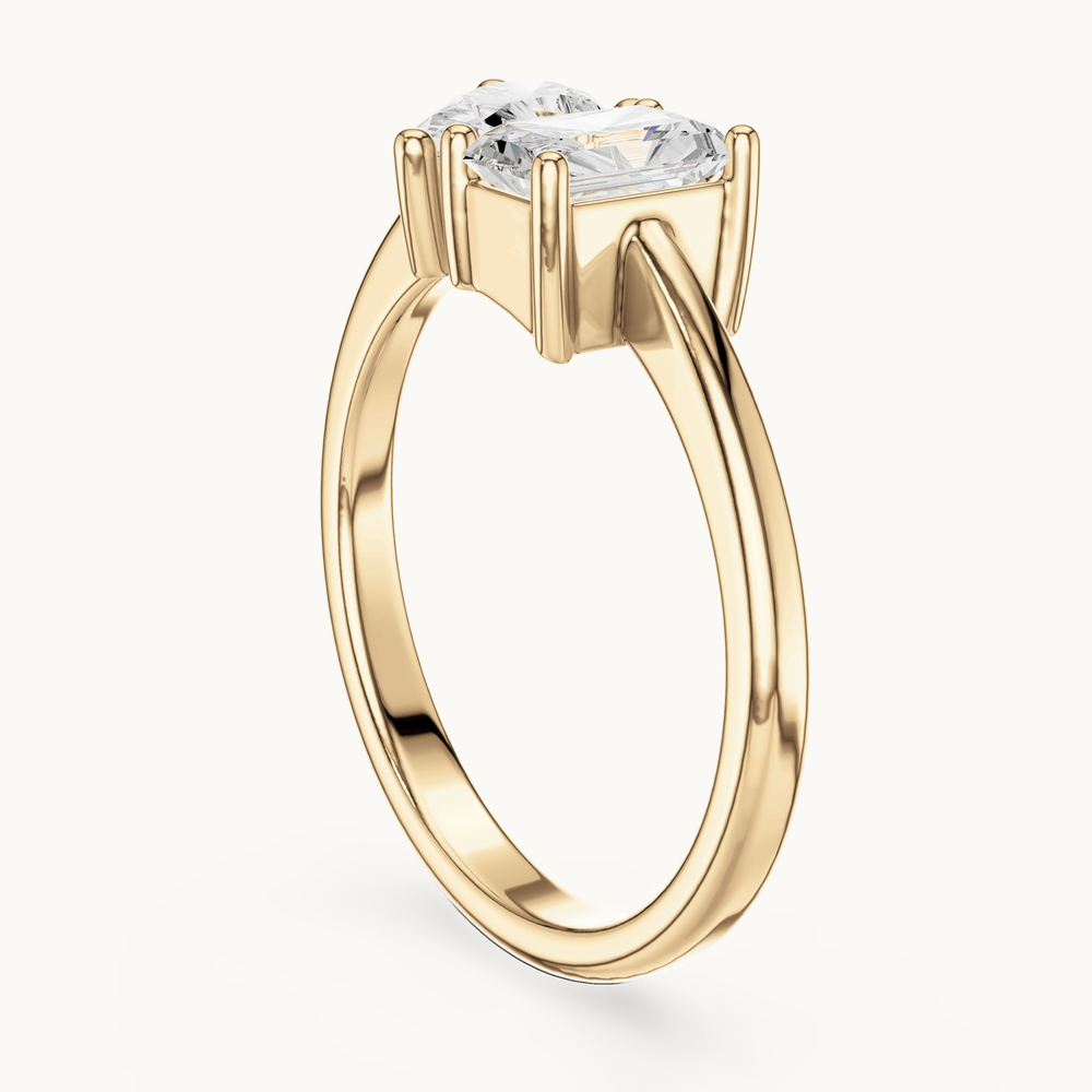 Radiant-cut and pear lab-grown diamond toi et moi ring in 14K yellow gold, 1.14 CT TW, view 1