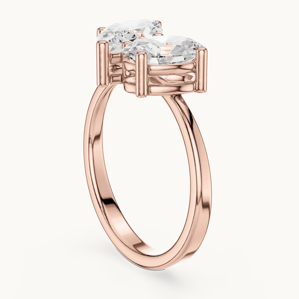 Marquise and oval lab-grown diamond toi et moi engagement ring in rose gold, 2.03 CT TW, view 1