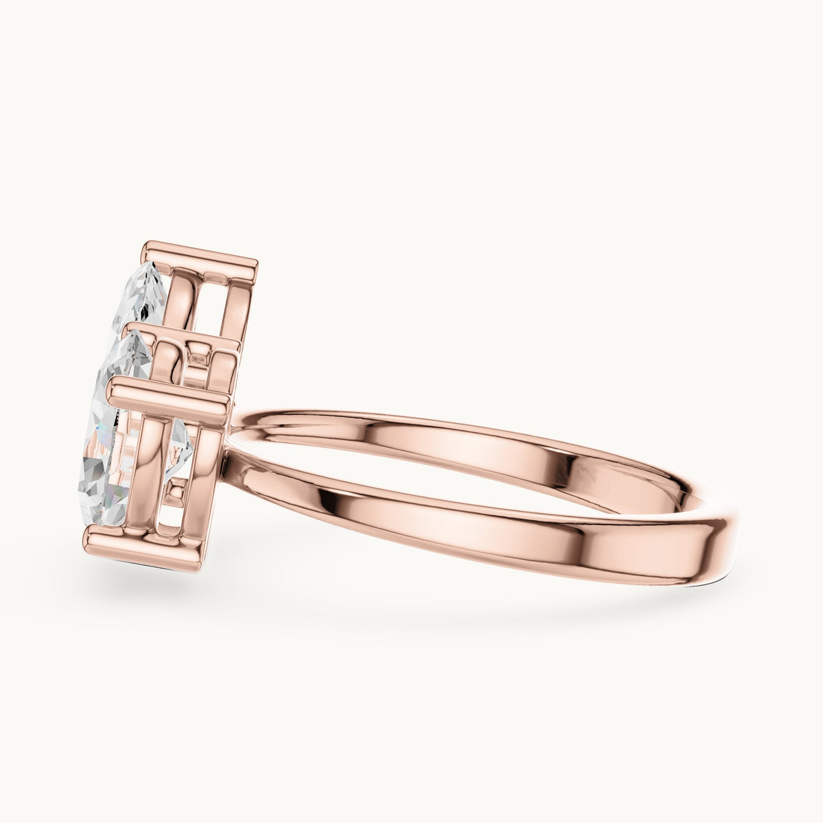 Marquise and oval lab-grown diamond toi et moi engagement ring in rose gold, 2.03 CT TW, view 3
