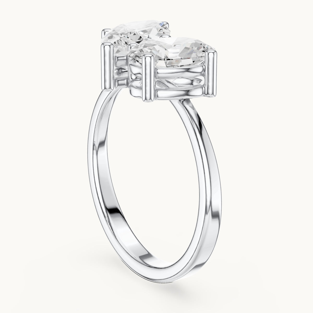 Marquise and oval lab-grown diamond toi et moi engagement ring in white gold, 2.03 CT TW, view 1