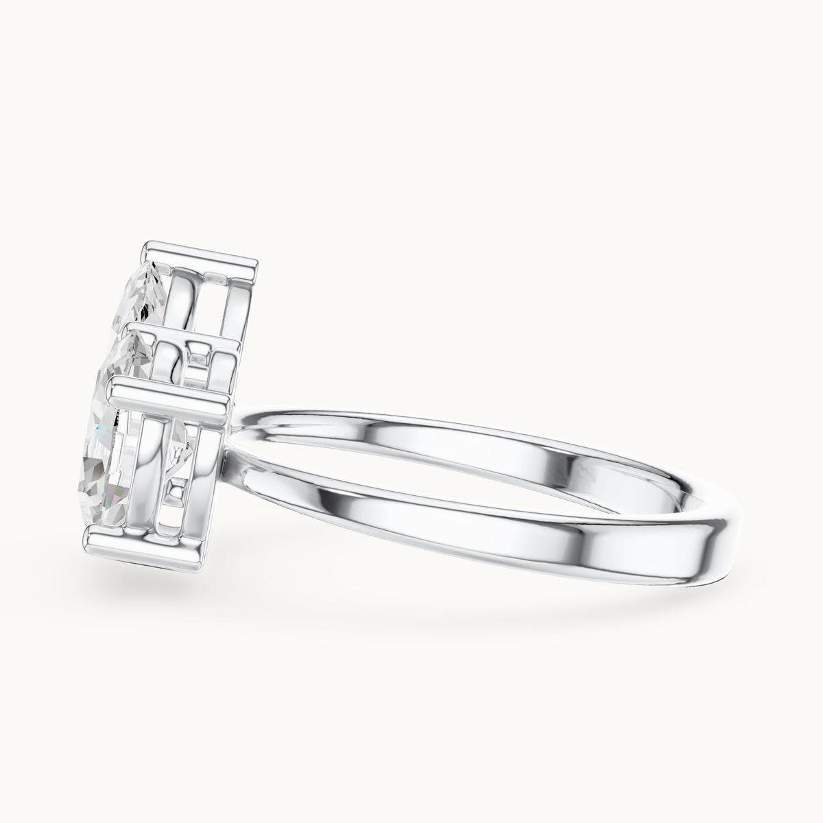 Marquise and oval lab-grown diamond toi et moi engagement ring in white gold, 2.03 CT TW, view 3