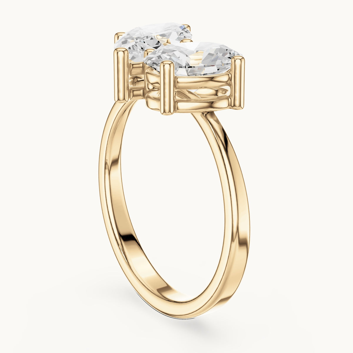 Marquise and oval lab-grown diamond toi et moi engagement ring in yellow gold, 2.03 CT TW, view 1