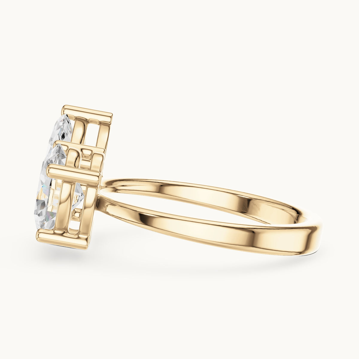 Marquise and oval lab-grown diamond toi et moi engagement ring in yellow gold, 2.03 CT TW, view 3