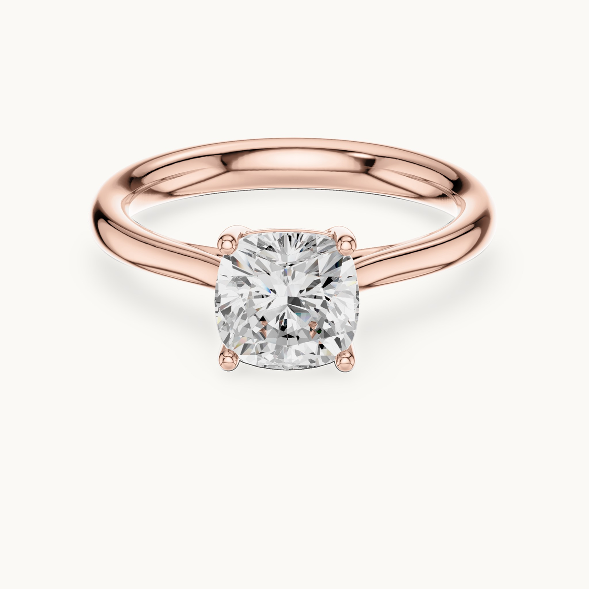 Cushion-cut lab-grown diamond solitaire engagement ring in 14K rose gold, 1.12 CT TW, view 4