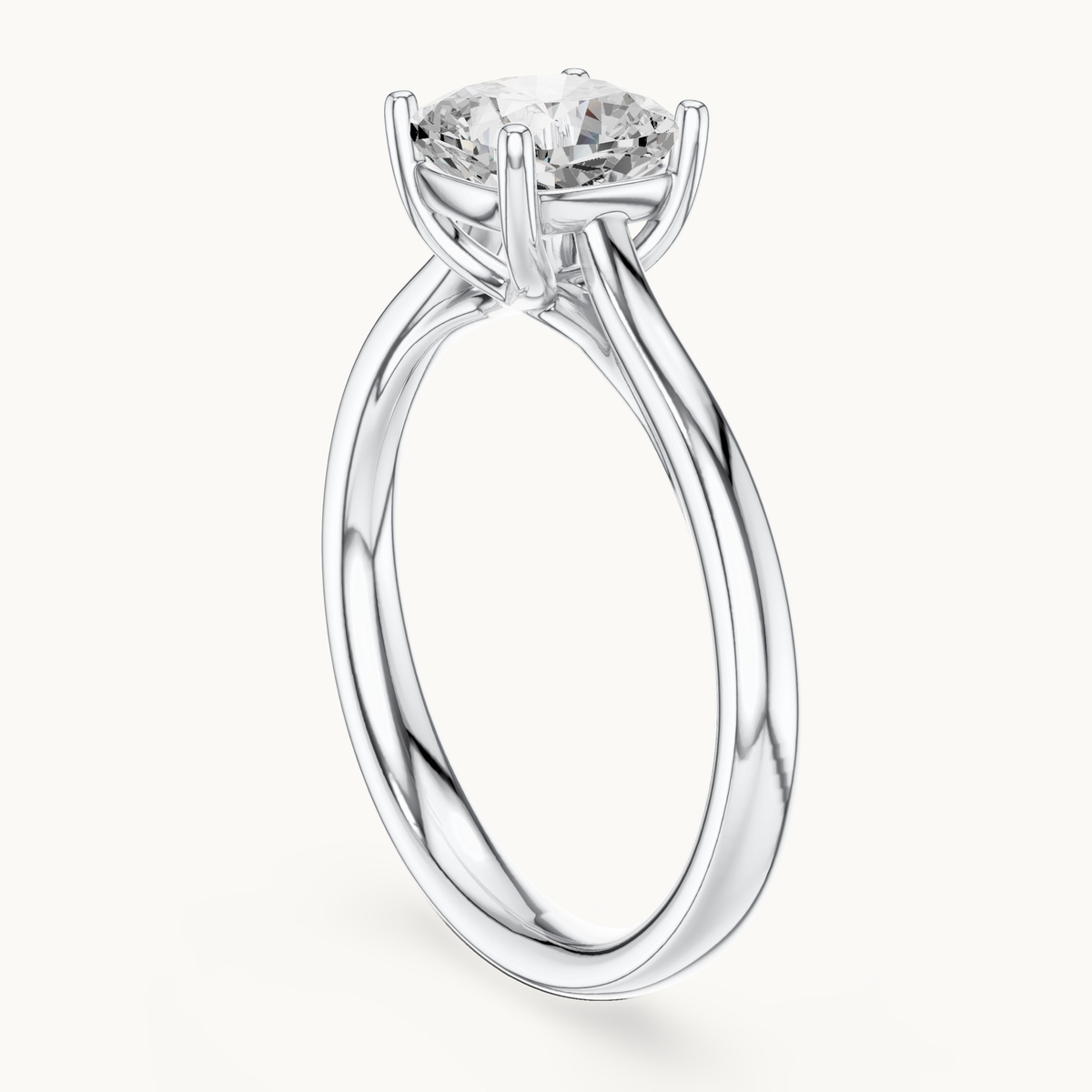 Cushion-cut lab-grown diamond solitaire engagement ring in 14K white gold, 1.12 CT TW, view 1