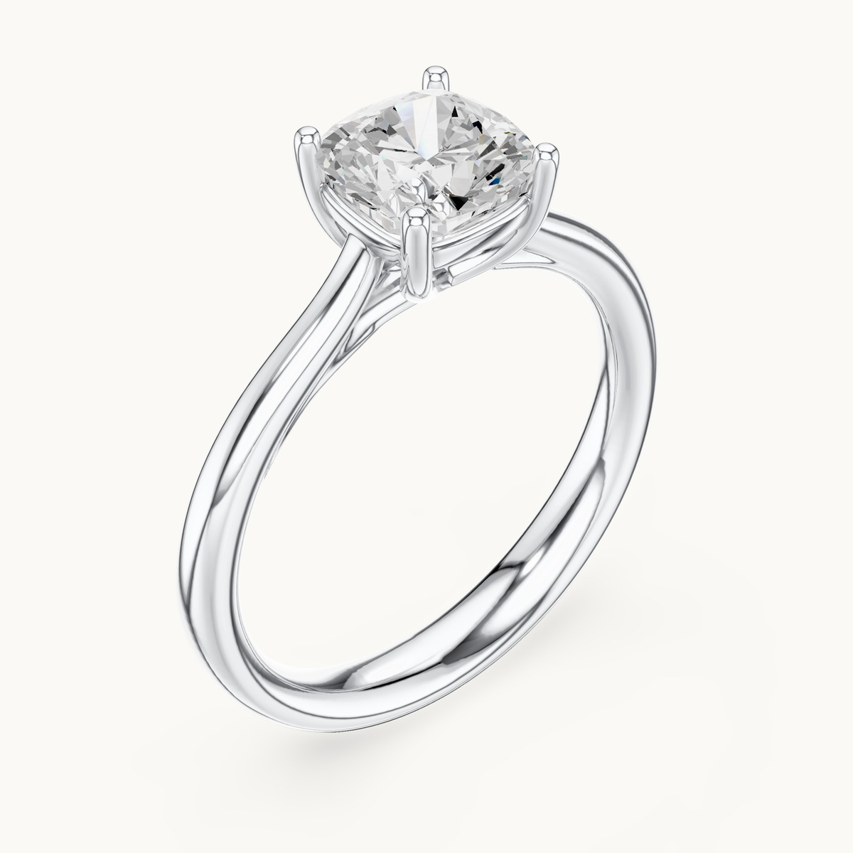 Cushion-cut lab-grown diamond solitaire engagement ring in 14K white gold, 1.12 CT TW, view 2
