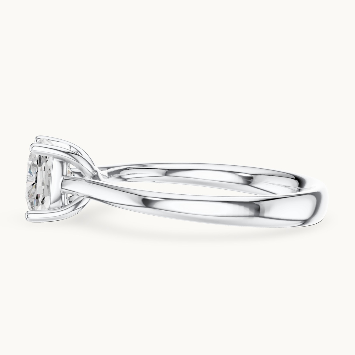 Cushion-cut lab-grown diamond solitaire engagement ring in 14K white gold, 1.12 CT TW, view 3