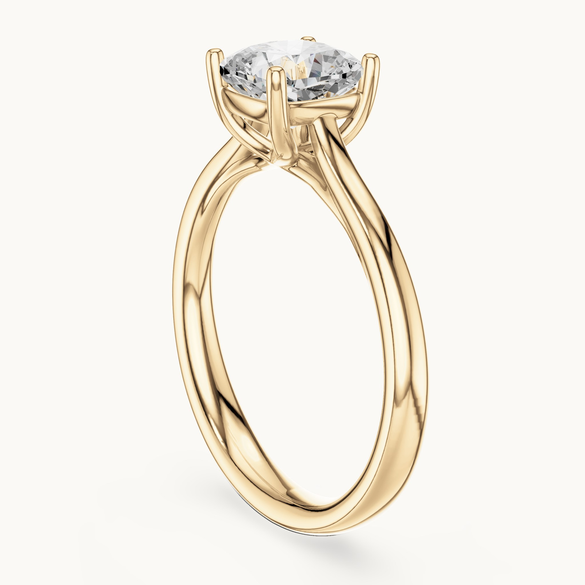 Cushion-cut lab-grown diamond solitaire engagement ring in 14K yellow gold, 1.12 CT TW, view 1