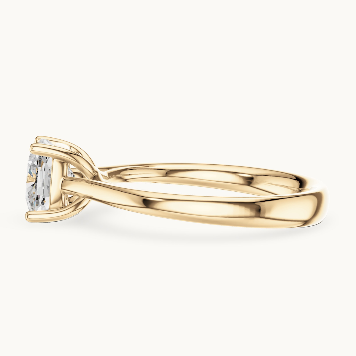 Cushion-cut lab-grown diamond solitaire engagement ring in 14K yellow gold, 1.12 CT TW, view 3
