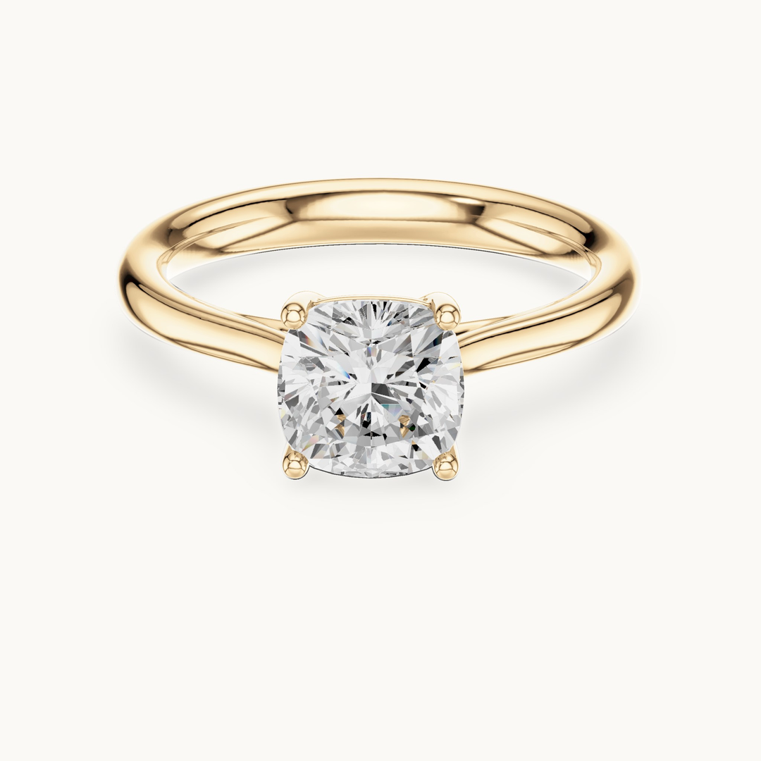 Cushion-cut lab-grown diamond solitaire engagement ring in 14K yellow gold, 1.12 CT TW, view 4