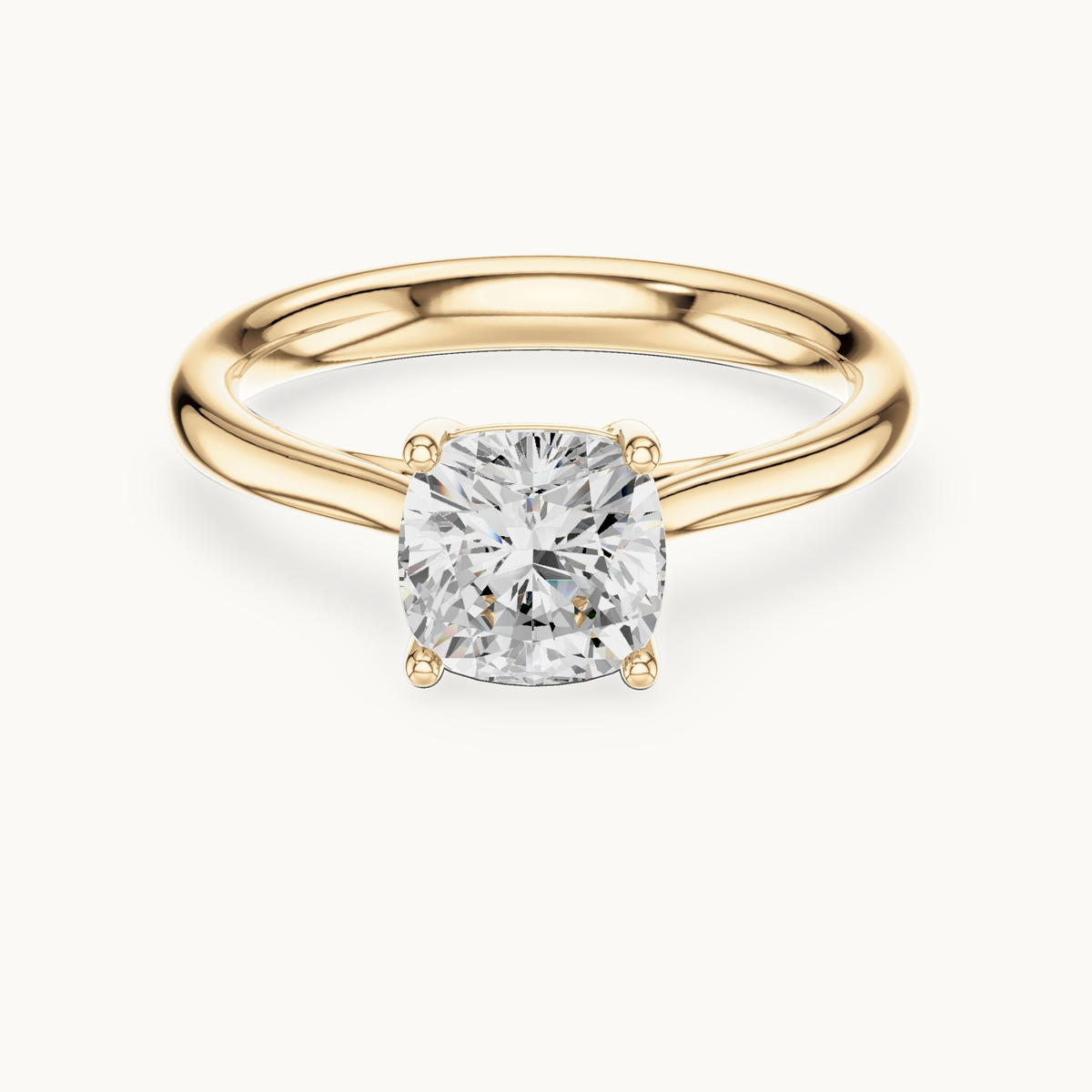 Cushion-cut lab-grown diamond solitaire engagement ring in 14K yellow gold, 1.12 CT TW, view 4