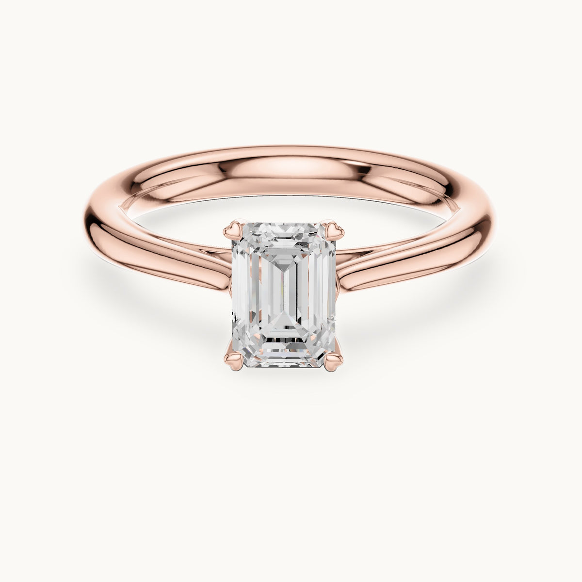 Emerald-cut lab-grown diamond solitaire engagement ring in rose gold, 0.97 CT TW, view 4