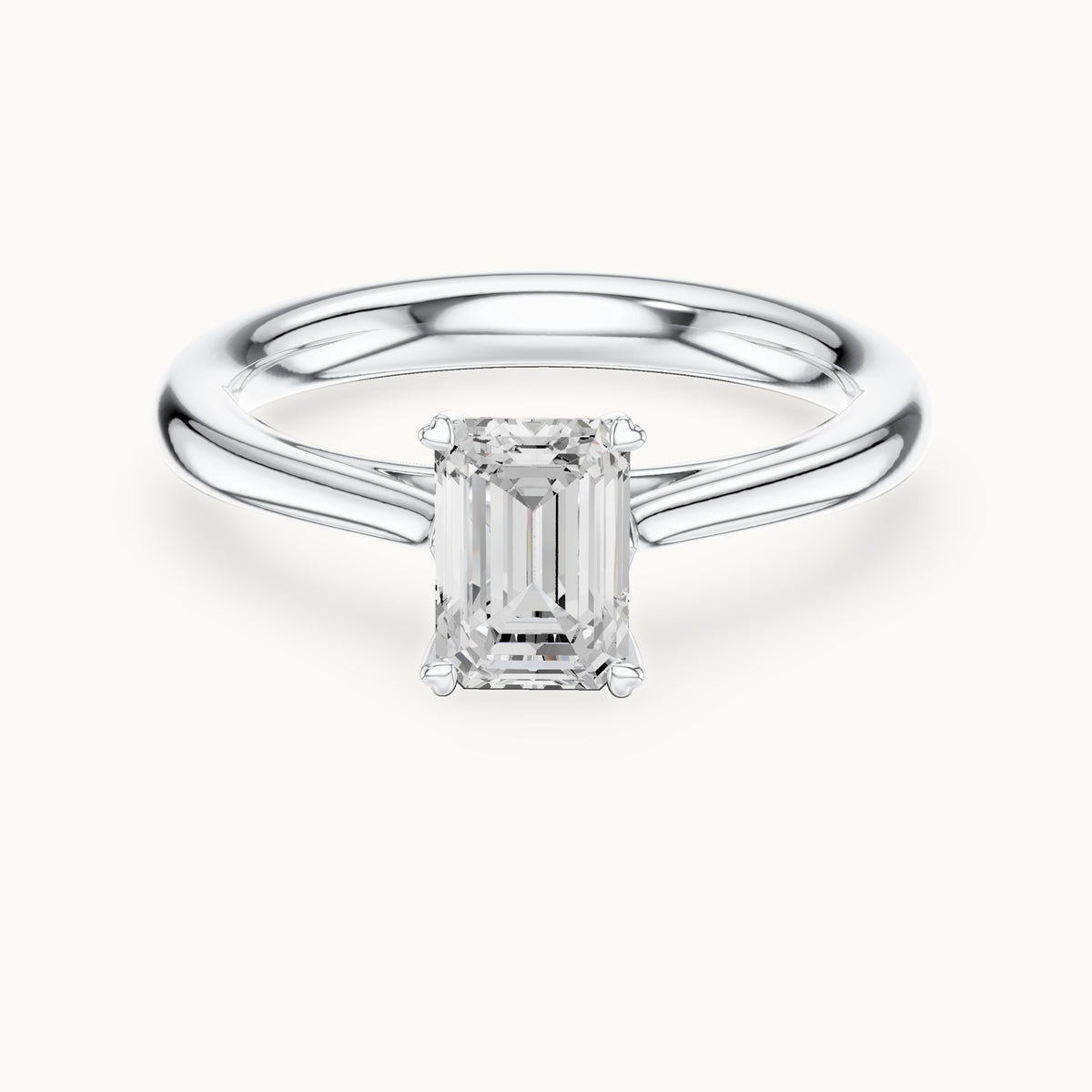 Emerald-cut lab-grown diamond solitaire engagement ring in white gold, 0.97 CT TW, view 4