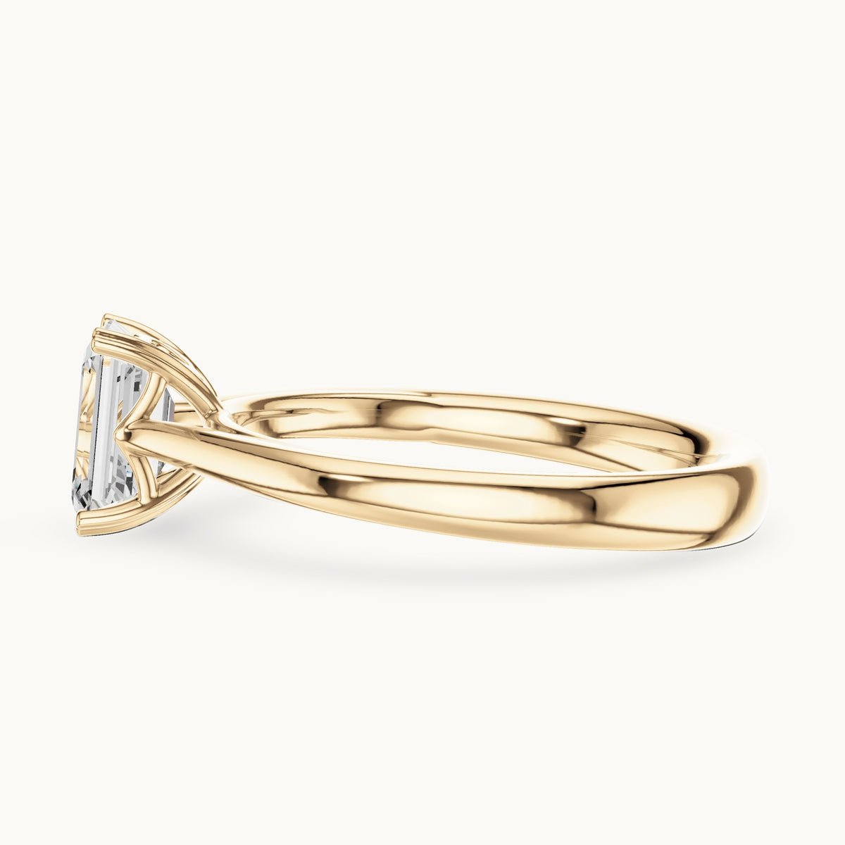 Emerald-cut lab-grown diamond solitaire engagement ring in yellow gold, 0.97 CT TW, view 3