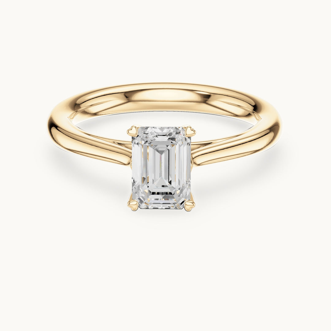 Emerald-cut lab-grown diamond solitaire engagement ring in yellow gold, 0.97 CT TW, view 4