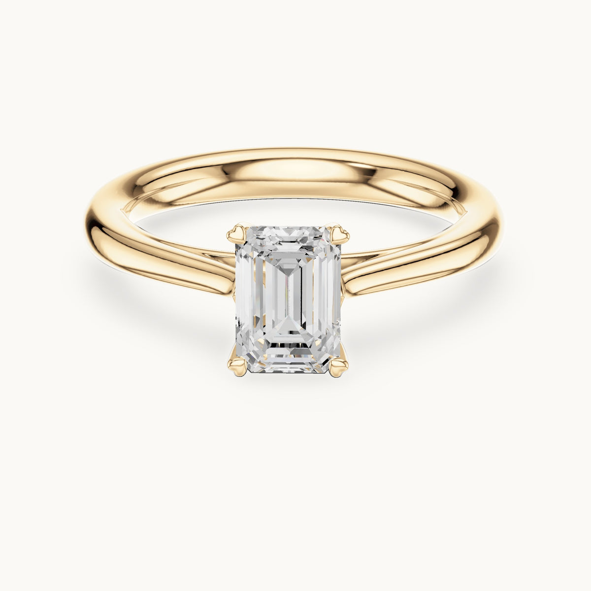 Emerald-cut lab-grown diamond solitaire engagement ring in yellow gold, 0.97 CT TW, view 4