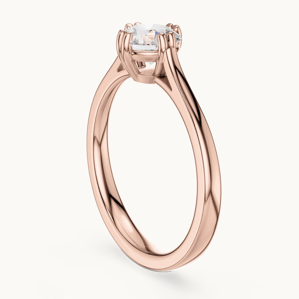 Round lab-grown diamond solitaire engagement ring in 14K rose gold, 0.85 CT TW, view 1