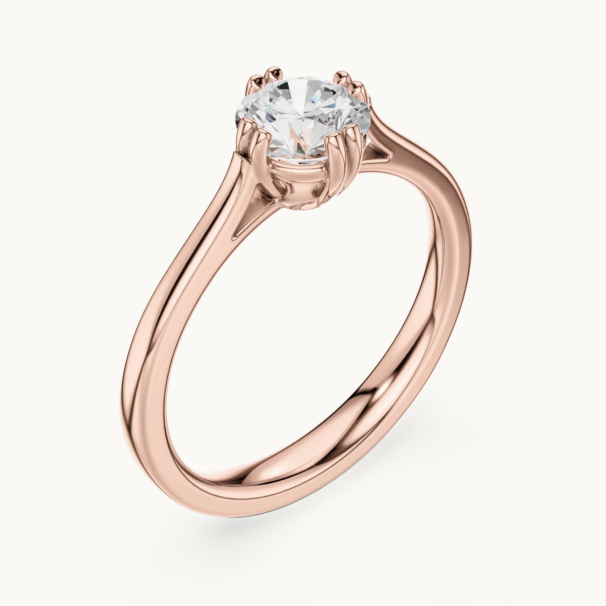 Round lab-grown diamond solitaire engagement ring in 14K rose gold, 0.85 CT TW, view 2