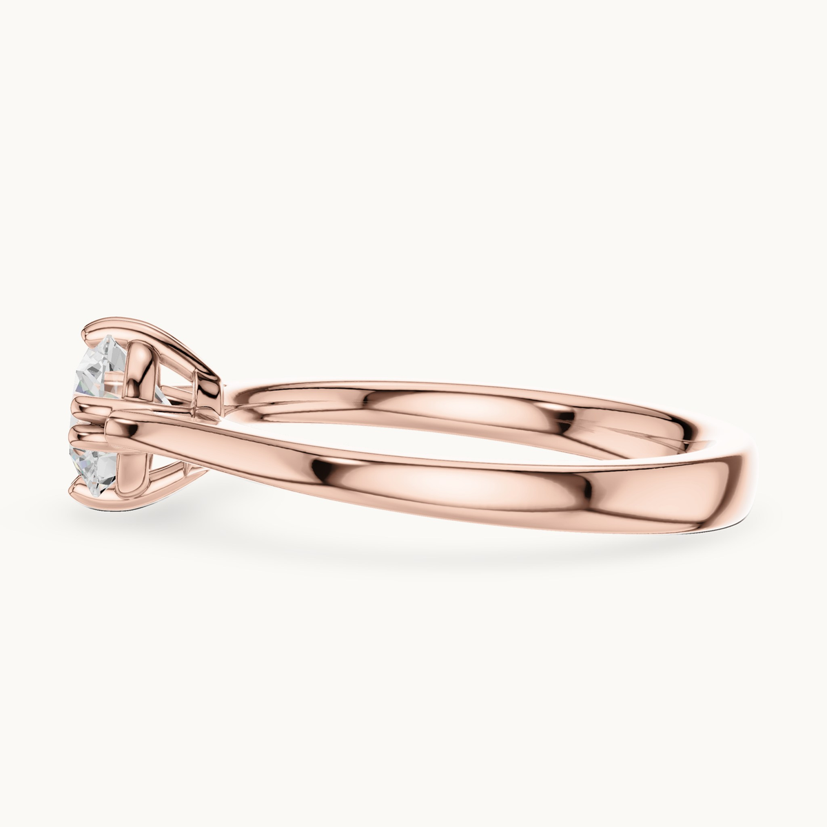Round lab-grown diamond solitaire engagement ring in 14K rose gold, 0.85 CT TW, view 3