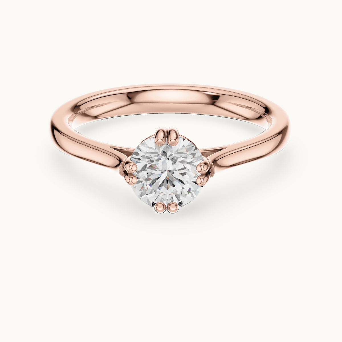 Round lab-grown diamond solitaire engagement ring in 14K rose gold, 0.85 CT TW, view 4