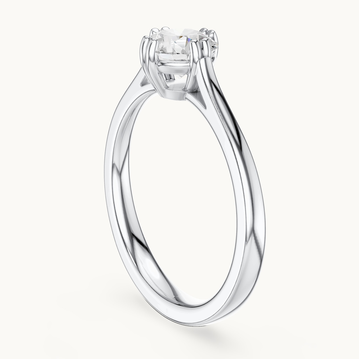 Round lab-grown diamond solitaire engagement ring in 14K white gold, 0.85 CT TW, view 1