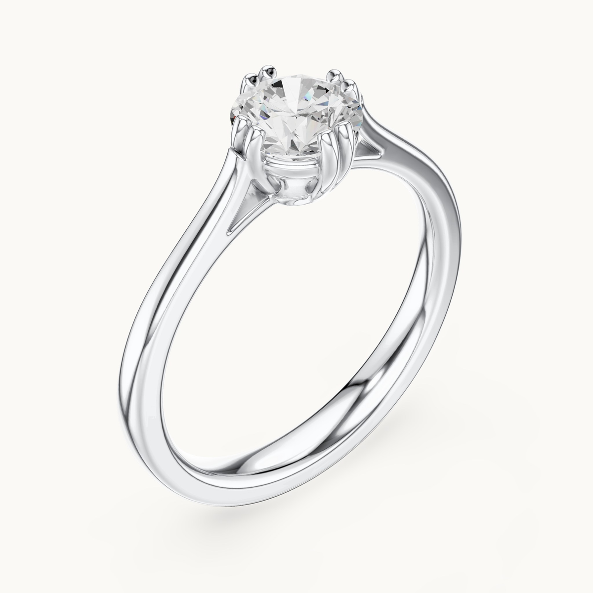 Round lab-grown diamond solitaire engagement ring in 14K white gold, 0.85 CT TW, view 2