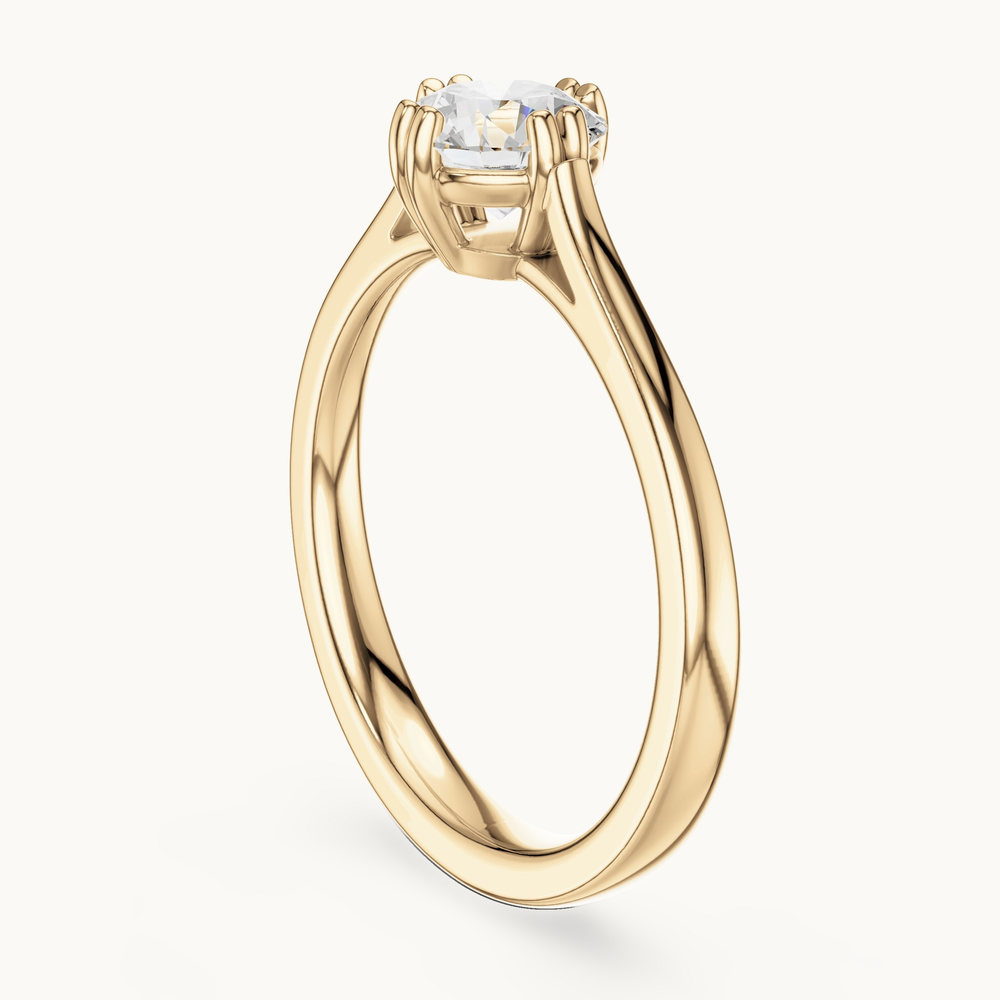 Round lab-grown diamond solitaire engagement ring in 14K yellow gold, 0.85 CT TW, view 1