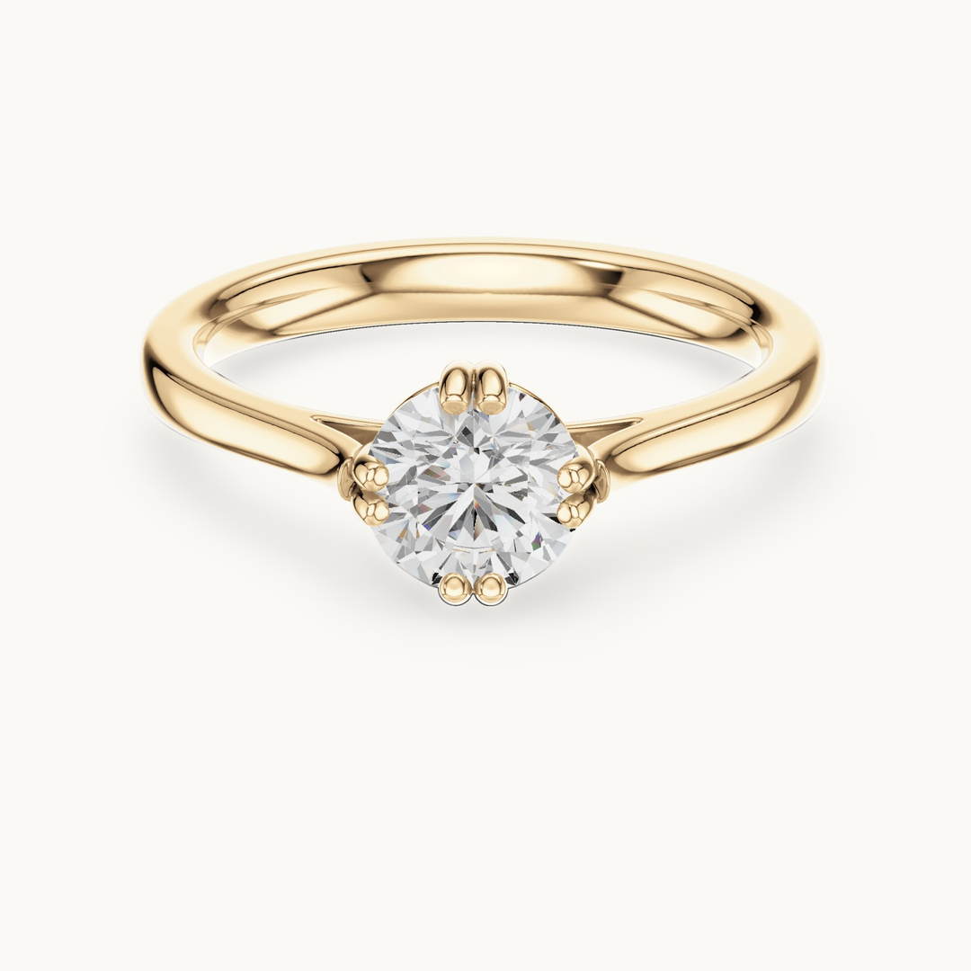 Round lab-grown diamond solitaire engagement ring in 14K yellow gold, 0.85 CT TW, view 4