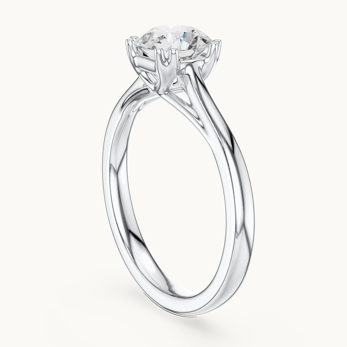 Round lab-grown diamond eight-prong solitaire engagement ring in white gold, 1.00 CT TW, view 1