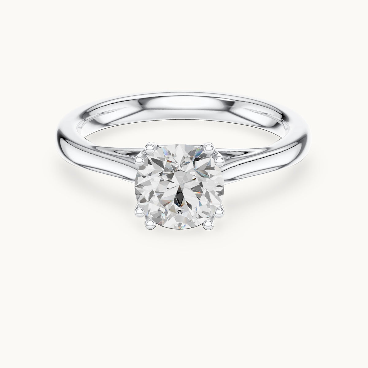 Round lab-grown diamond eight-prong solitaire engagement ring in white gold, 1.00 CT TW, view 4