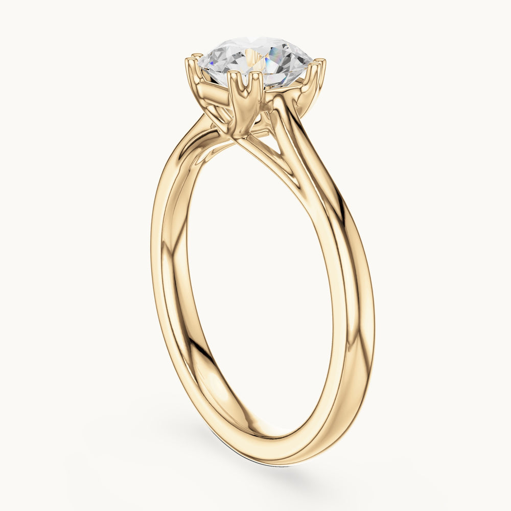 Round lab-grown diamond eight-prong solitaire engagement ring in yellow gold, 1.00 CT TW, view 1