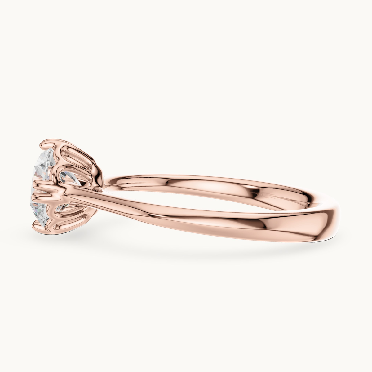 Round lab-grown diamond solitaire ring in rose gold, 1.00 CT TW, view 3