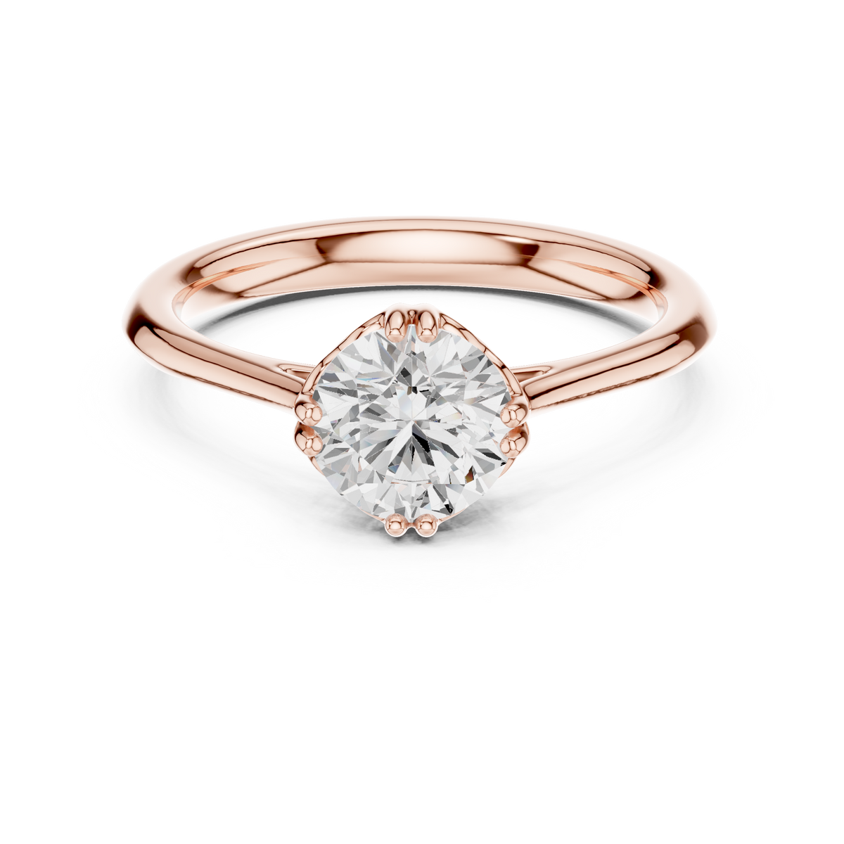 Round lab-grown diamond solitaire ring in rose gold, 1.00 CT TW, view 4