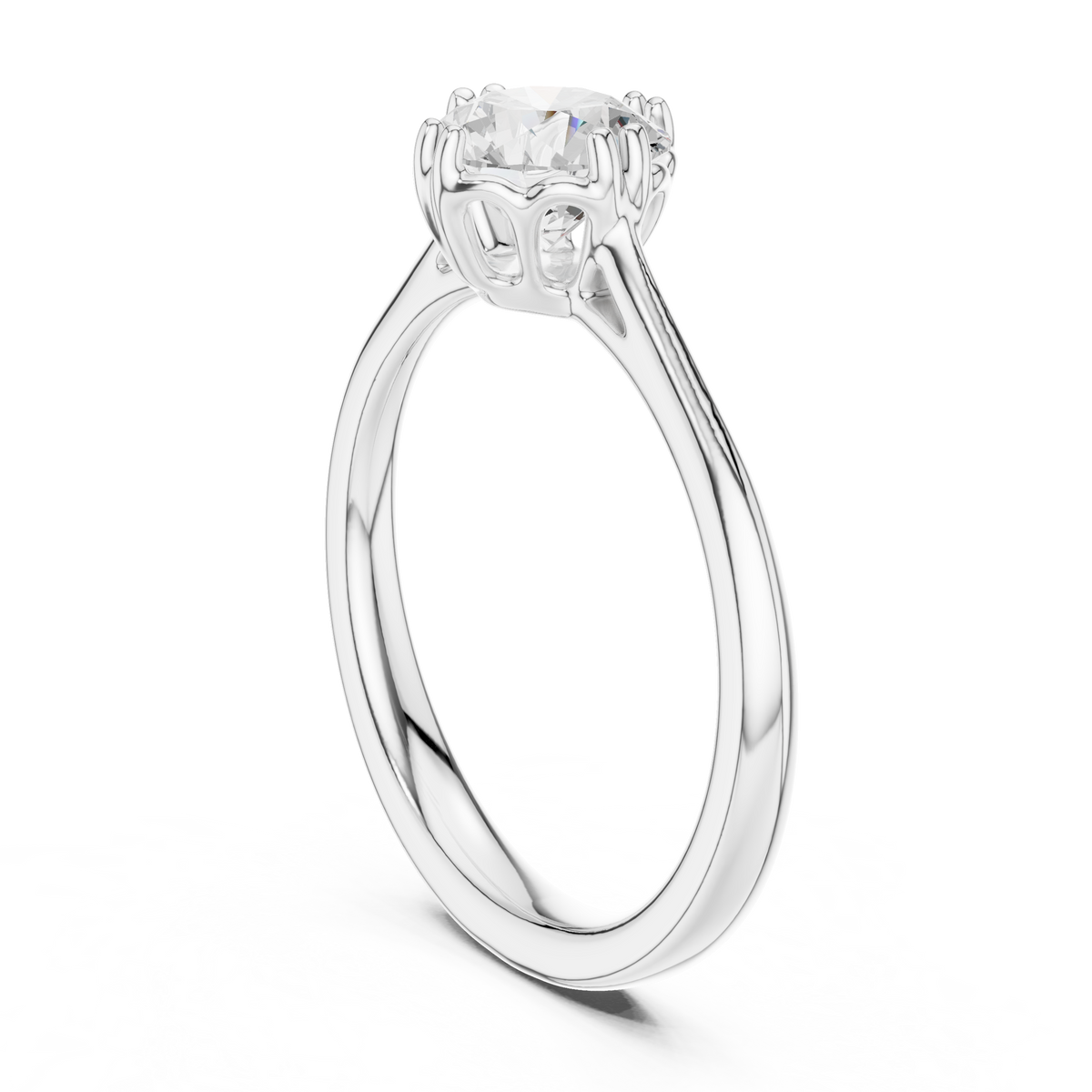 Round lab-grown diamond solitaire ring in white gold, 1.00 CT TW, view 1